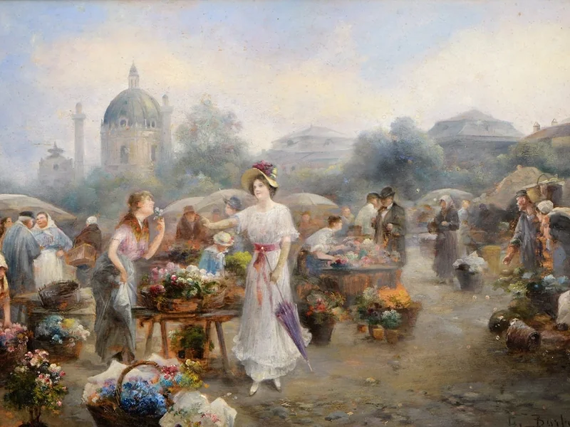1855-Emil Barbarini - Al mercato dei fiori